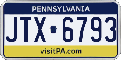 PA license plate JTX6793