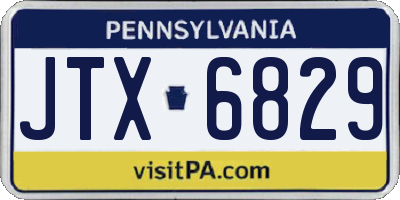 PA license plate JTX6829