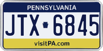 PA license plate JTX6845