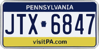 PA license plate JTX6847