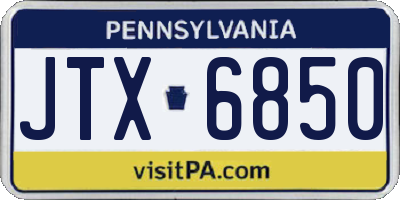 PA license plate JTX6850