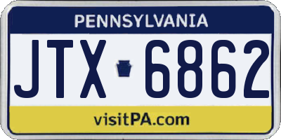 PA license plate JTX6862
