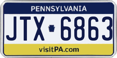 PA license plate JTX6863