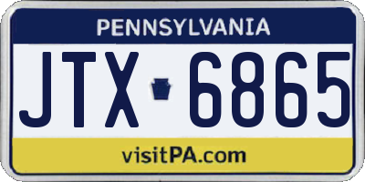 PA license plate JTX6865