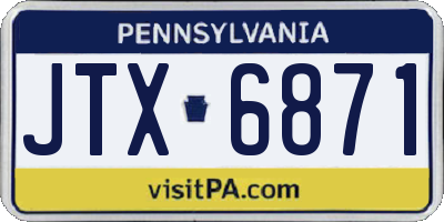 PA license plate JTX6871