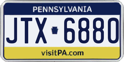 PA license plate JTX6880