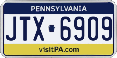 PA license plate JTX6909