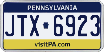 PA license plate JTX6923