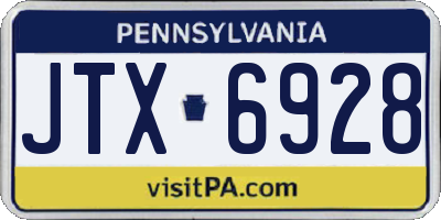 PA license plate JTX6928