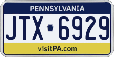 PA license plate JTX6929