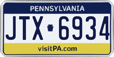 PA license plate JTX6934