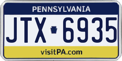 PA license plate JTX6935