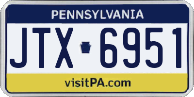 PA license plate JTX6951