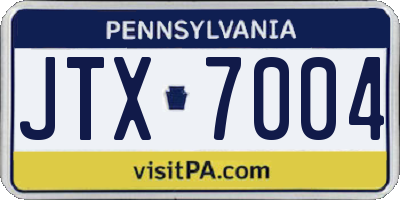 PA license plate JTX7004