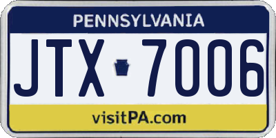 PA license plate JTX7006