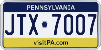 PA license plate JTX7007