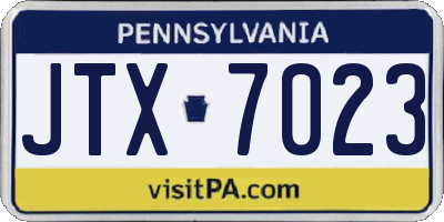 PA license plate JTX7023