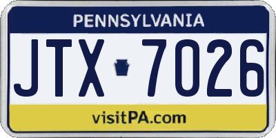 PA license plate JTX7026