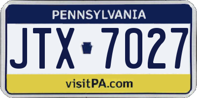 PA license plate JTX7027