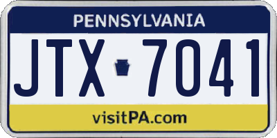 PA license plate JTX7041