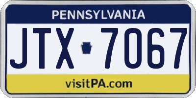 PA license plate JTX7067