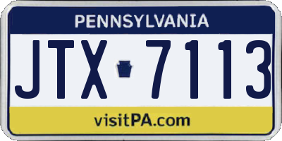 PA license plate JTX7113