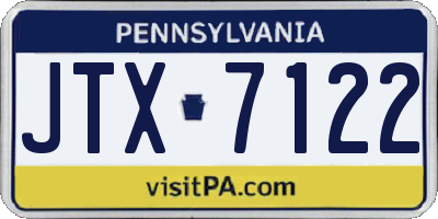 PA license plate JTX7122