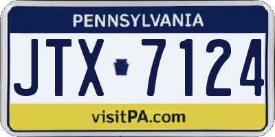 PA license plate JTX7124