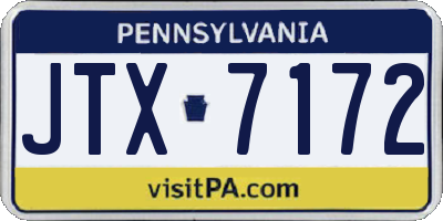 PA license plate JTX7172