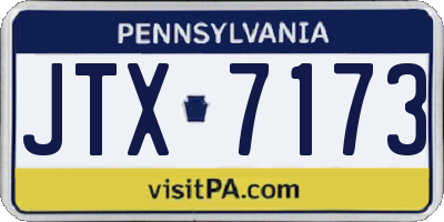 PA license plate JTX7173