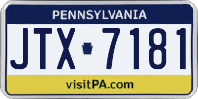 PA license plate JTX7181