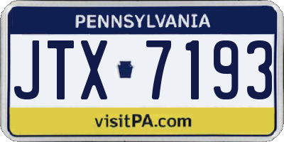 PA license plate JTX7193