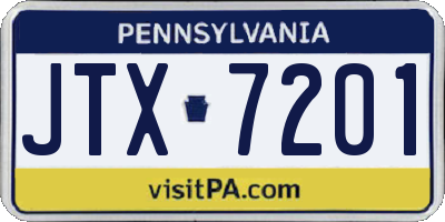 PA license plate JTX7201