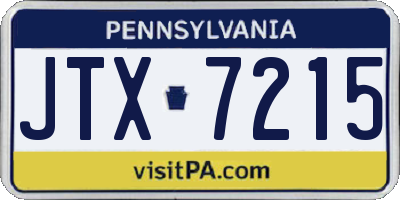 PA license plate JTX7215