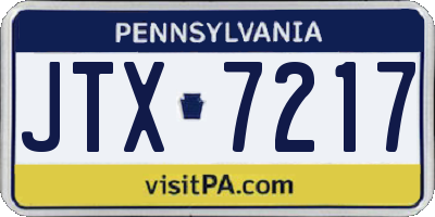 PA license plate JTX7217