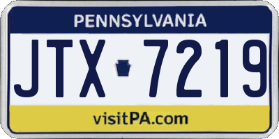 PA license plate JTX7219