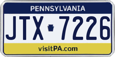 PA license plate JTX7226