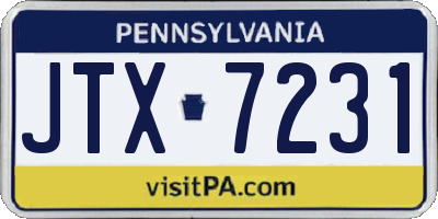 PA license plate JTX7231