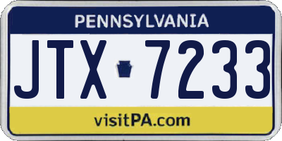 PA license plate JTX7233