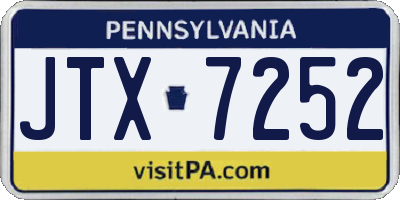 PA license plate JTX7252