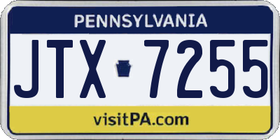 PA license plate JTX7255