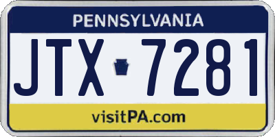 PA license plate JTX7281