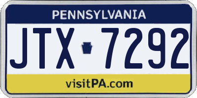PA license plate JTX7292