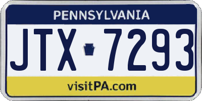 PA license plate JTX7293