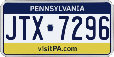 PA license plate JTX7296