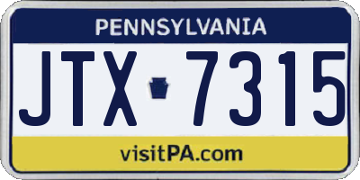 PA license plate JTX7315