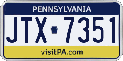 PA license plate JTX7351