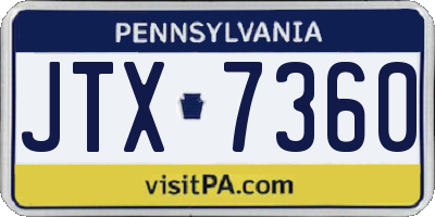 PA license plate JTX7360