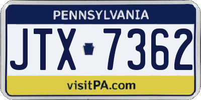 PA license plate JTX7362