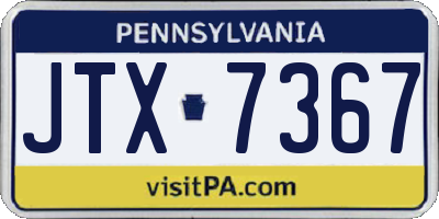 PA license plate JTX7367